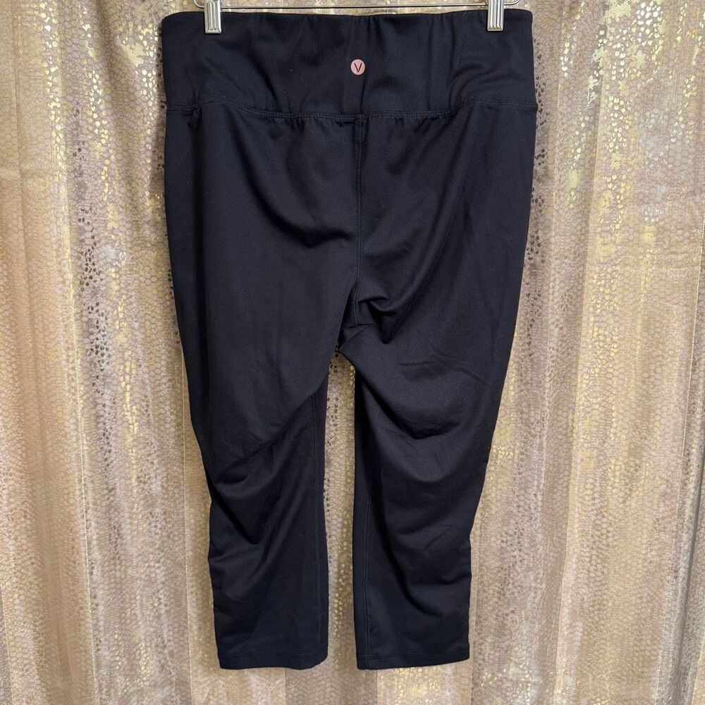 LIVI Active Black Mid Calf Cropped Lattice Tummy Compressing Leggings 14/16 - Picture 2 of 5